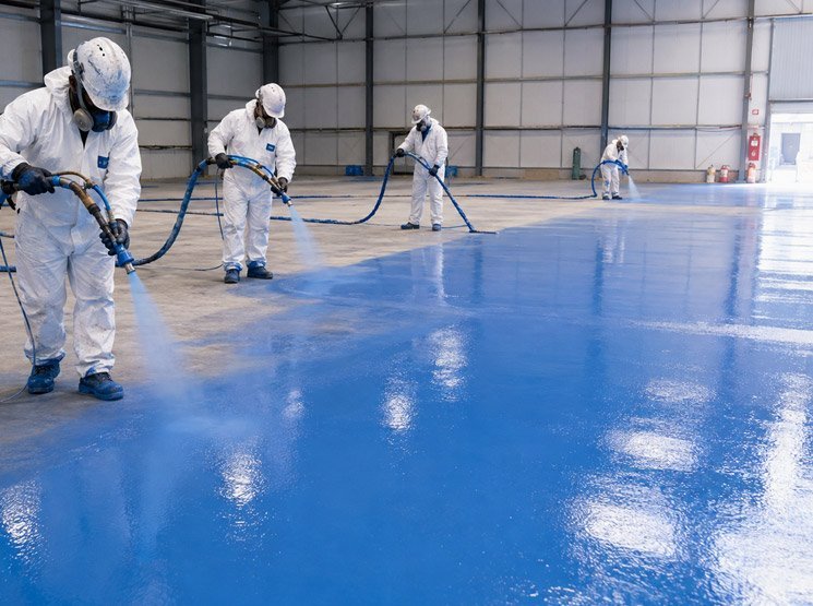 Suelos de poliurea para naves industriales en El Molar Impermeabilización bajo pavimento con poliurea en El Molar
